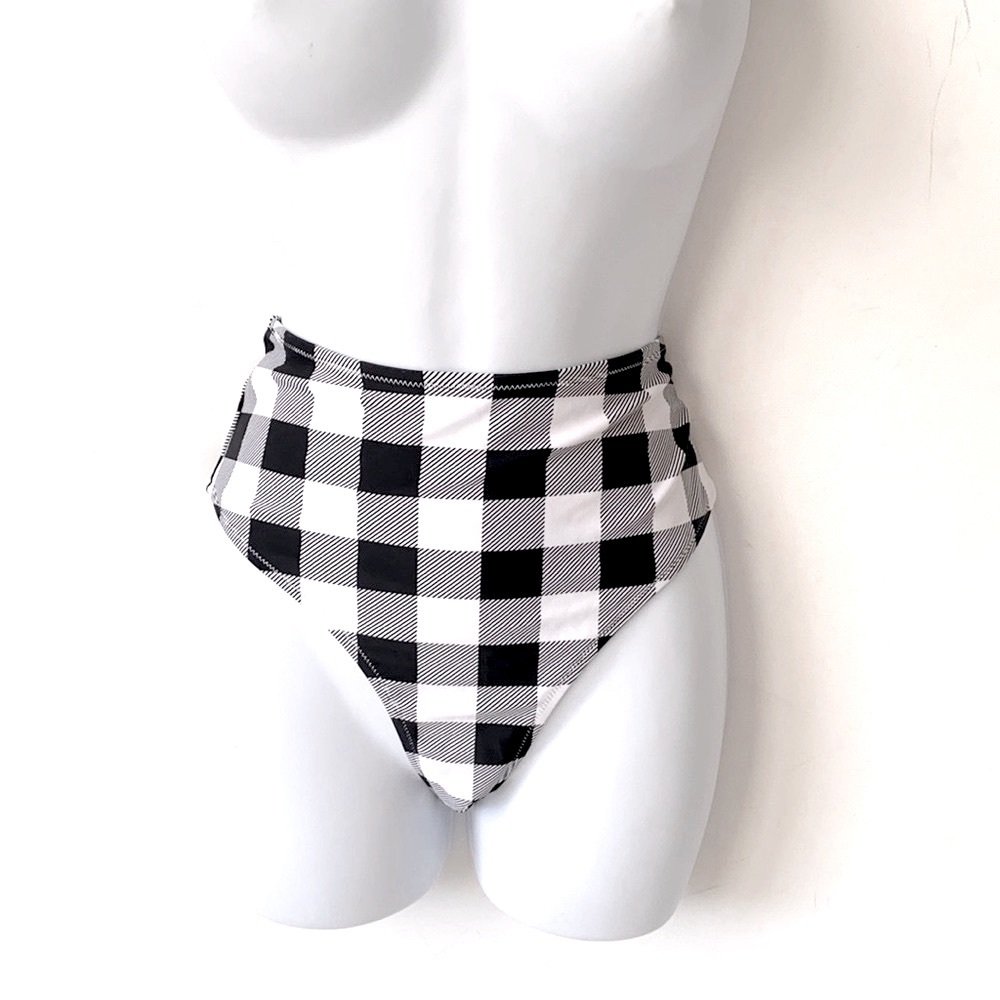 Cupshe Black & White High Waisted Bikini Bottom, S
